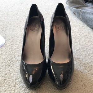 Black Platform Heels with toe detailing